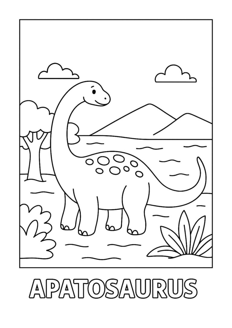 Free Apatosaurus Coloring Page Printable for Kids