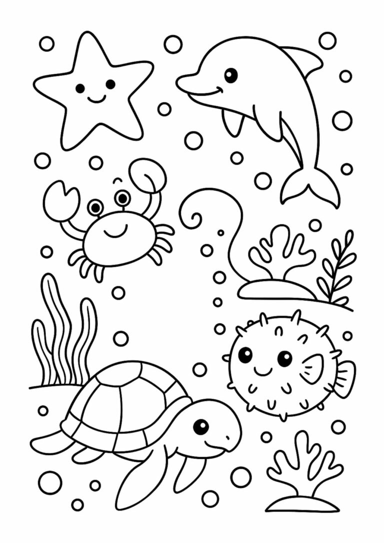 Easy Ocean Coloring Pages for Kids – Free Printable Under-the-Sea Fun!