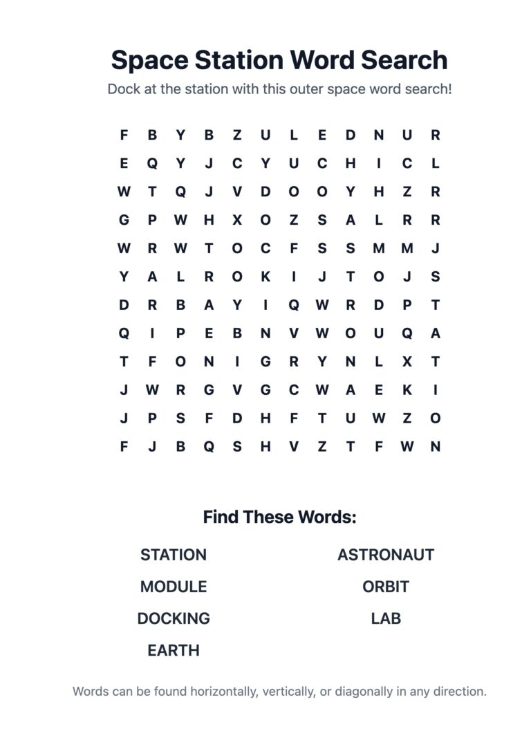 Space Station Word Search
