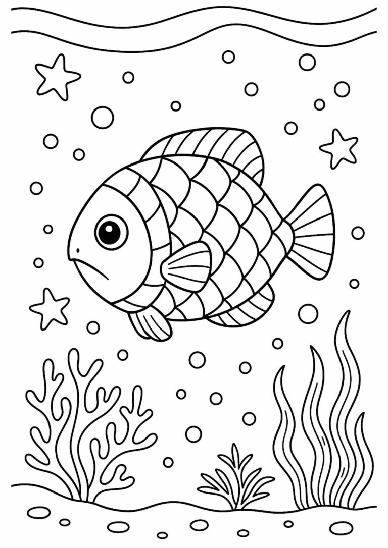Free Pinecone Fish Coloring Page – Unique and Fun Ocean Printable for Kids