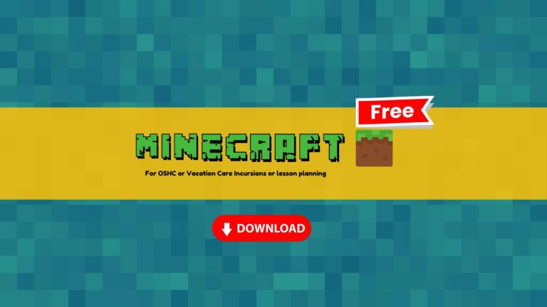 Minecraft Incursion and Lesson Plan Printables Pack for OSHC Programs: Build, Explore, and Play