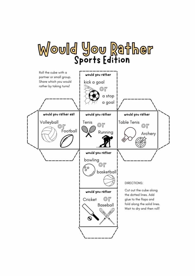 Would You Rather – Sports Themed Icebreaker Printable for Kids