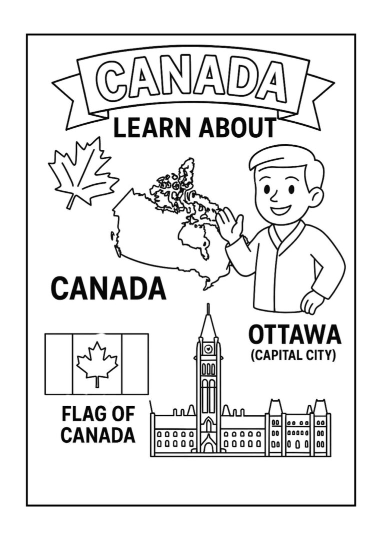 Learn About Canada – Free Printable Coloring Page for Kids