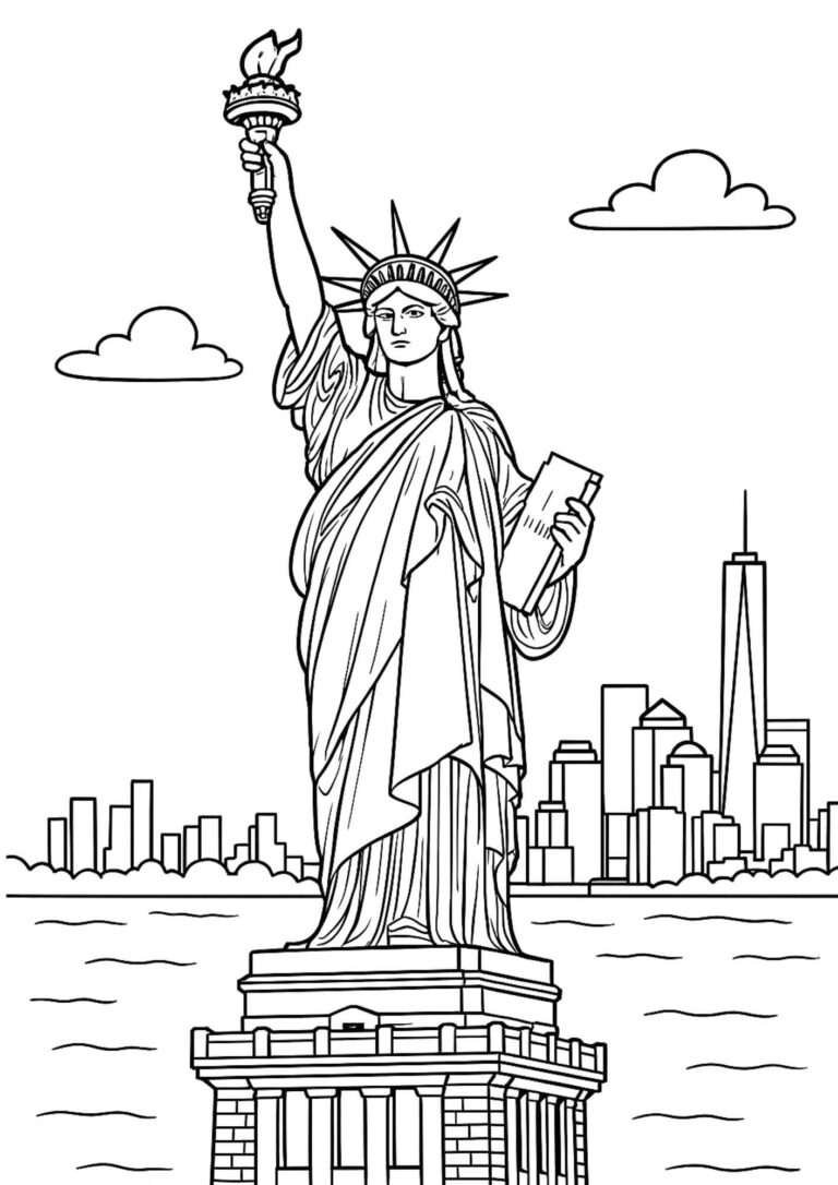 Free Statue of Liberty Colouring Page for Kids