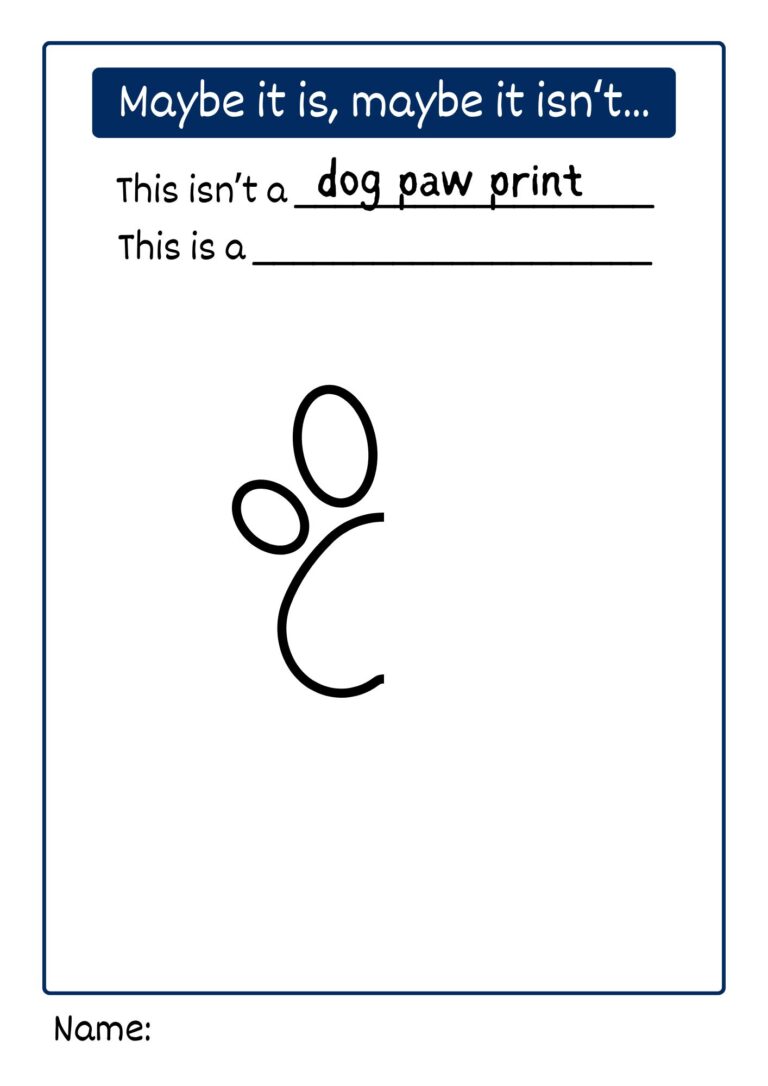 Maybe It Is, Maybe It Isn’t… “This Isn’t a Dog Paw Print” Creative Thinking Worksheet for Kids