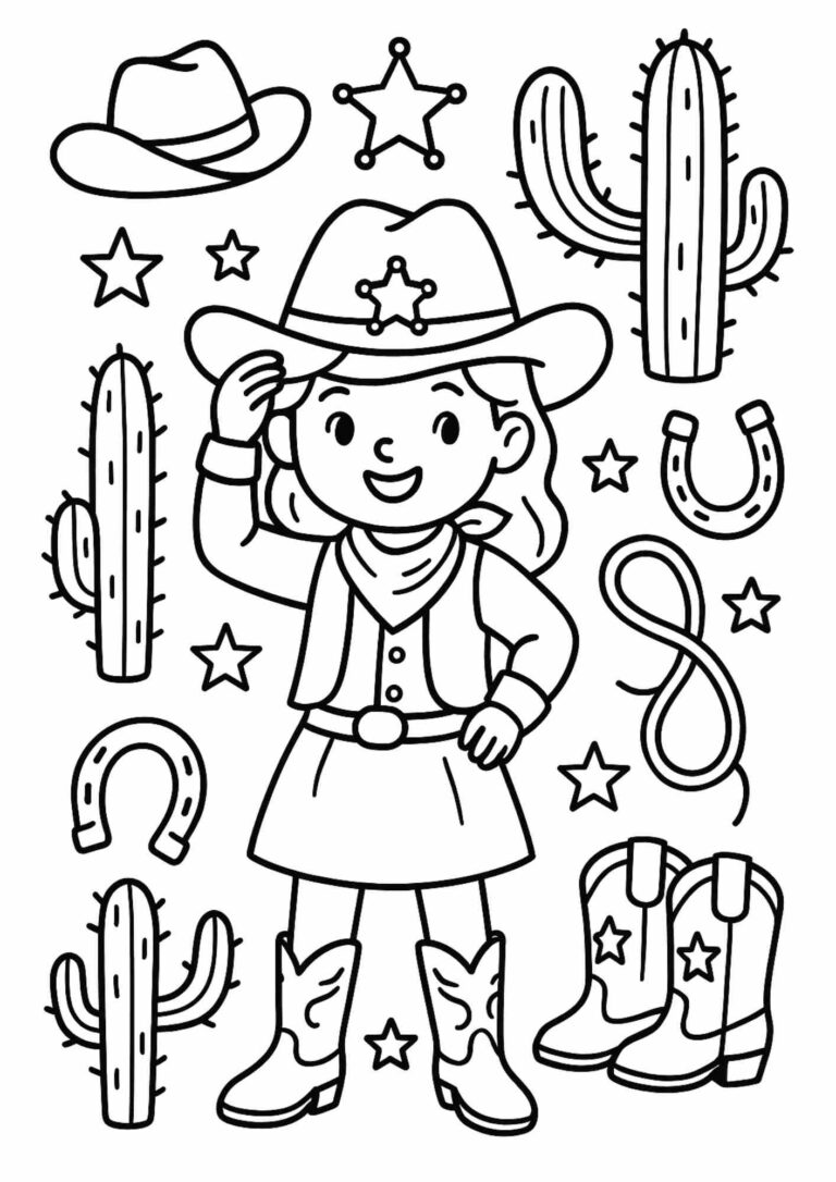 Yeehaw! Free Cowgirl Coloring Page for Girls – Saddle Up for Fun!