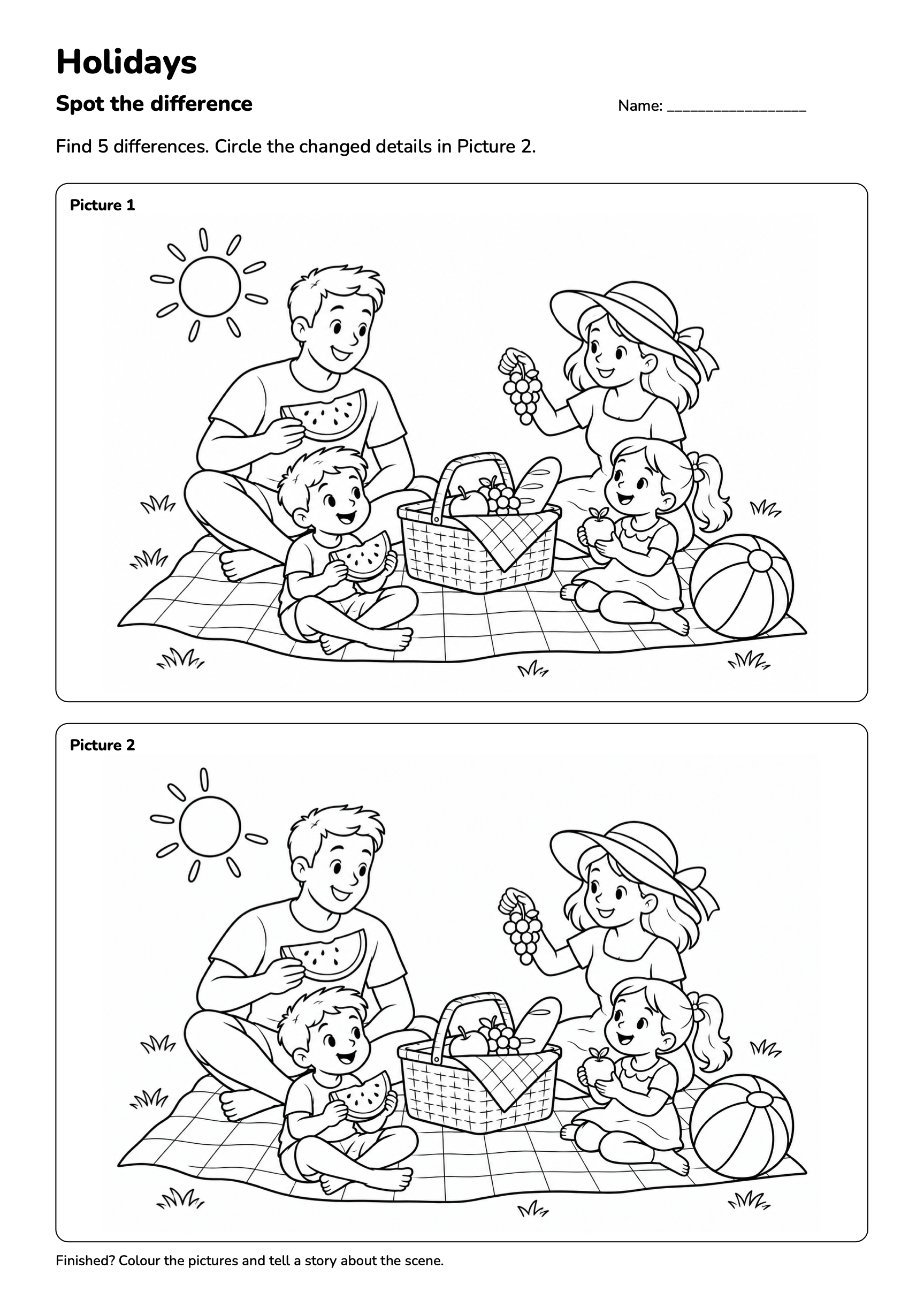 Holidays Spot the Difference — Free Printables