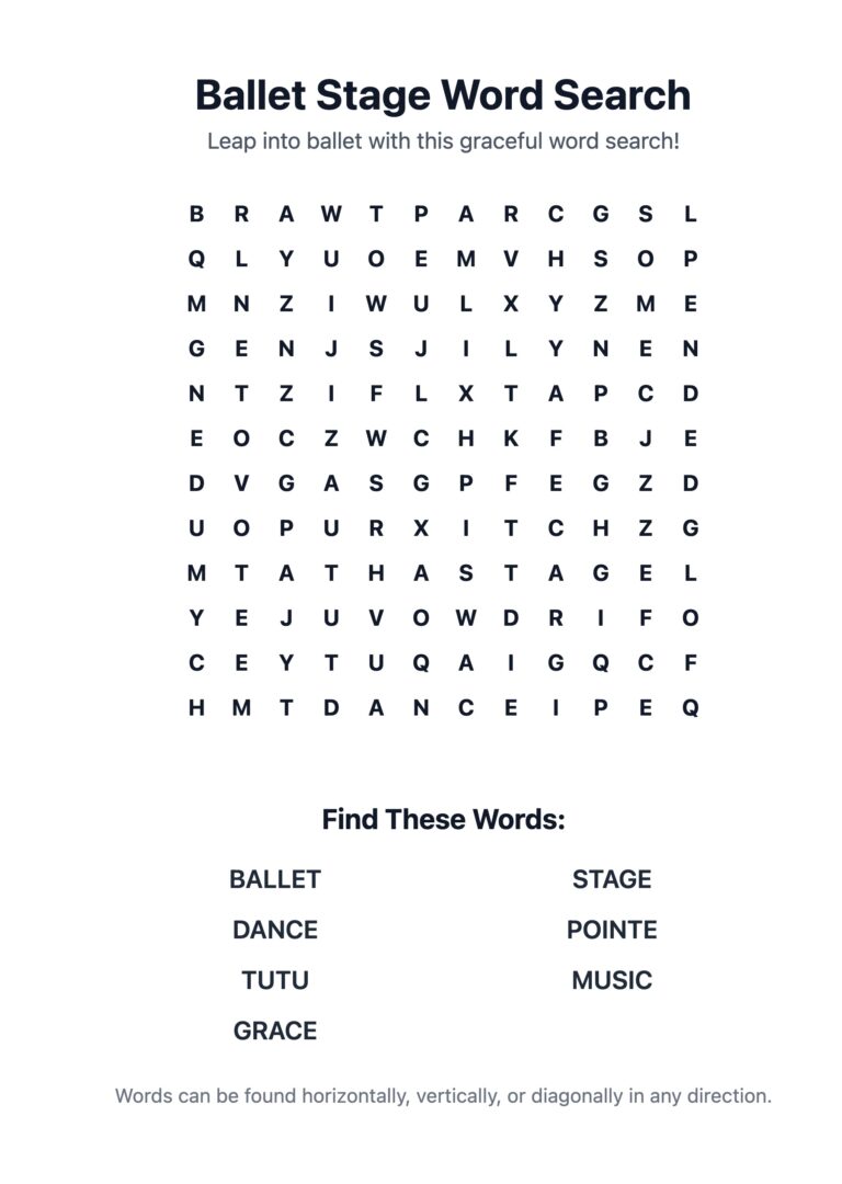 Ballet Stage Word Search