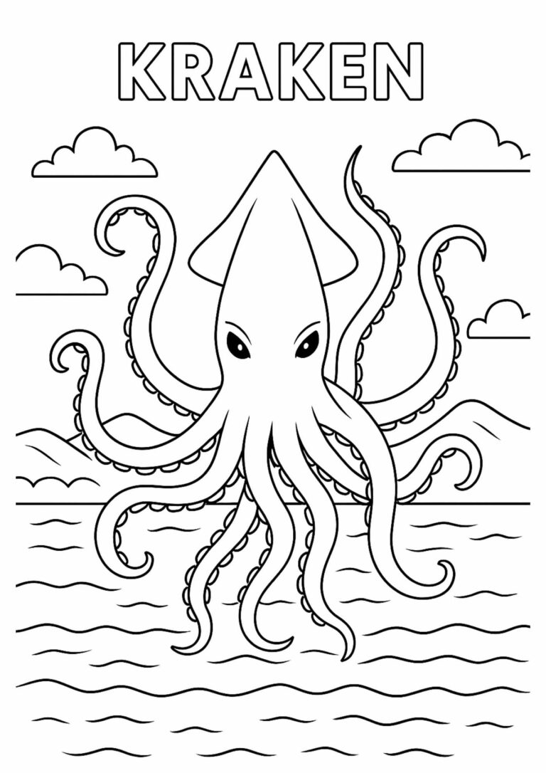 Kraken Coloring Page – Free Printable Sea Monster for Kids