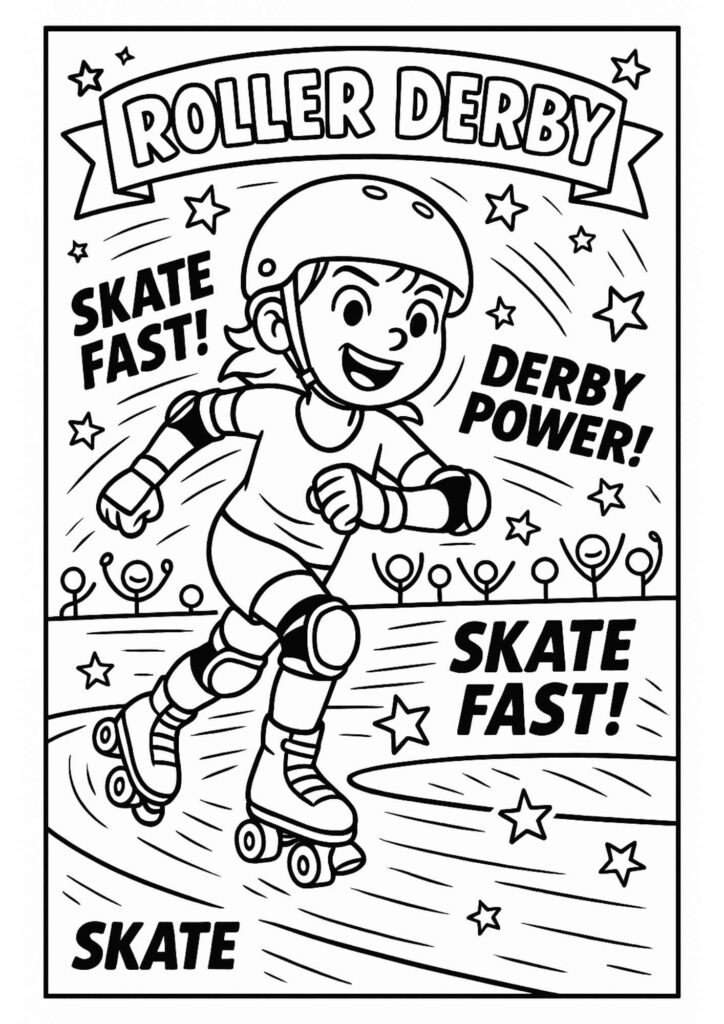 Roller Derby Coloring Page – Free Printable for Fast-Skatin’ Fun!