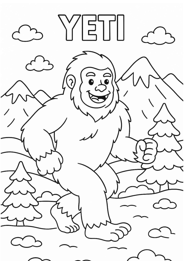 Yeti Coloring Page – Free Printable Abominable Snowman for Kids