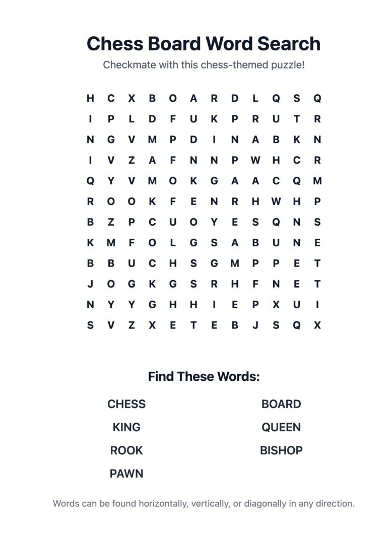 Chess Board Word Search