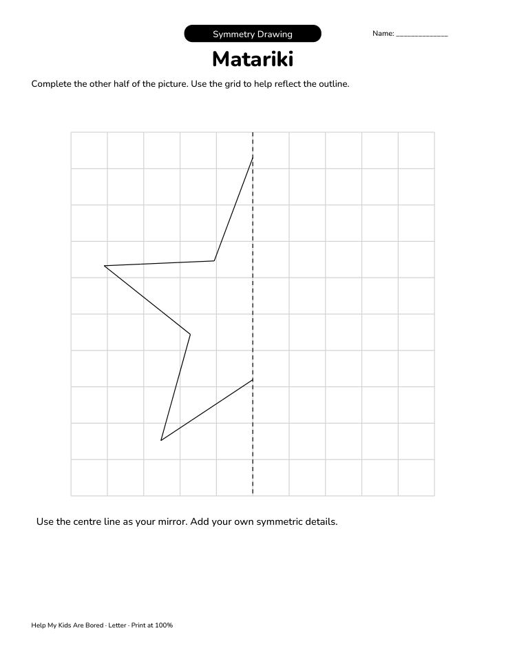 Matariki Symmetry Drawing | Free Printable