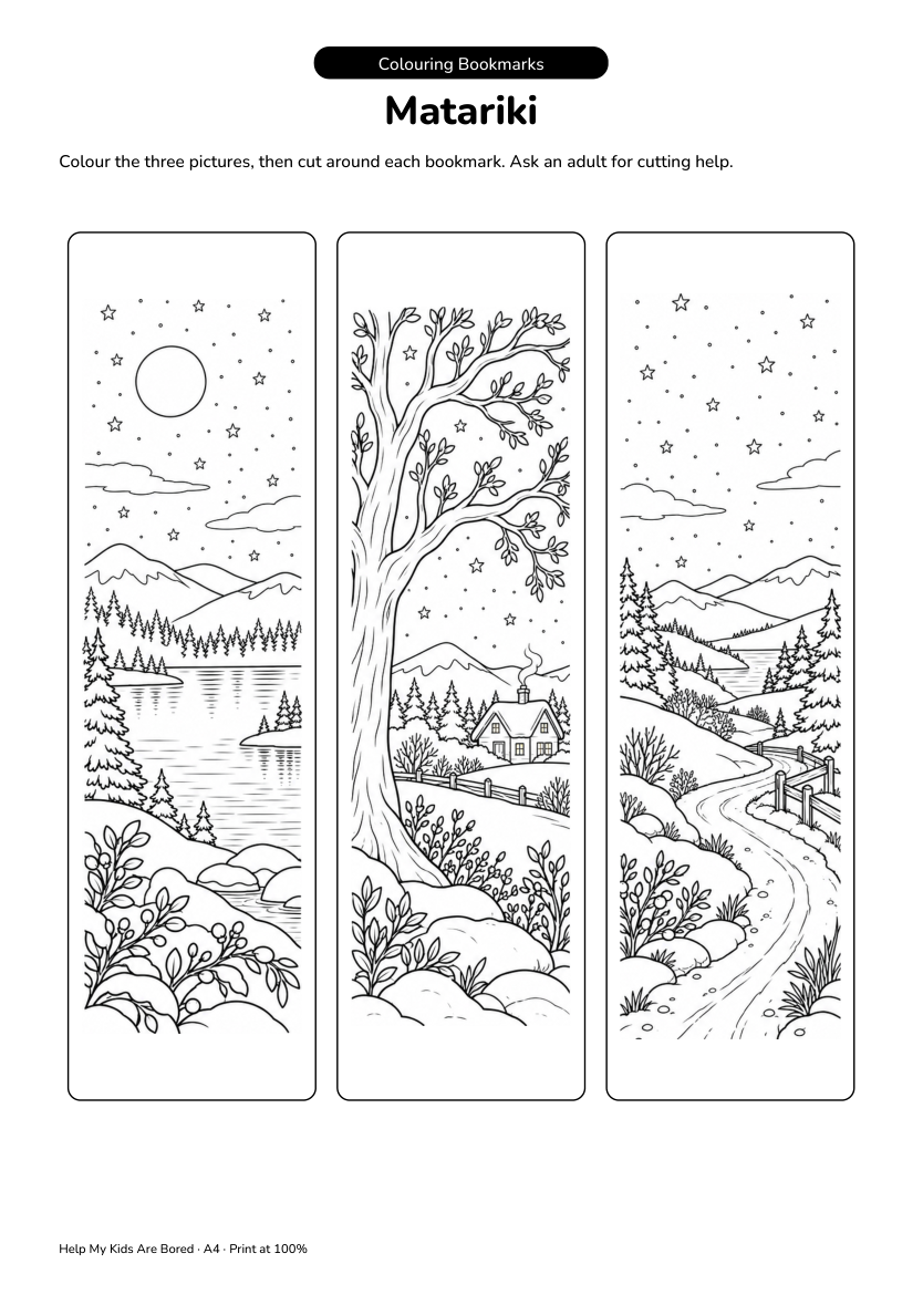 Matariki Colour-and-Cut Bookmarks