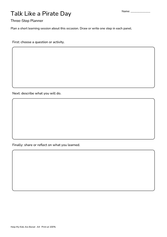 Talk Like a Pirate Day Three-Step Planner