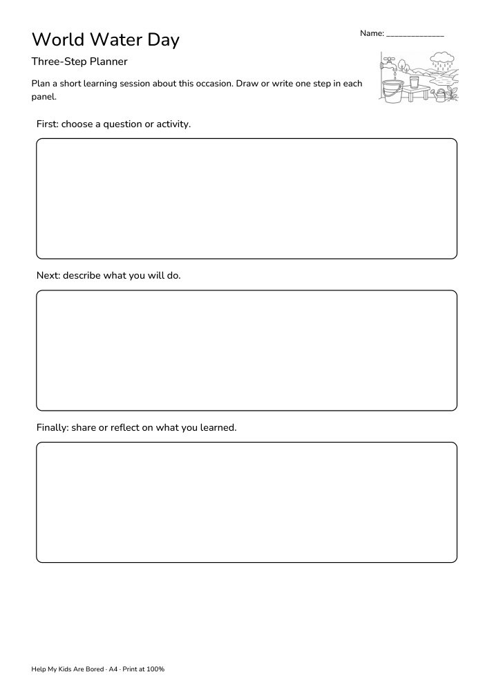 World Water Day Three-Step Planner