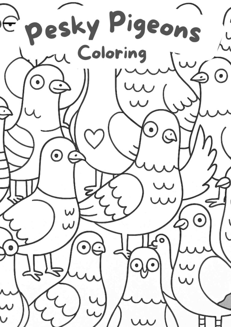 Pesky Pigeons Coloring Page – Free Printable for Kids Who Love City Birds