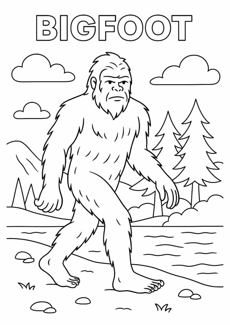 Bigfoot Coloring Page – Free Printable Mysterious Creature for Kids