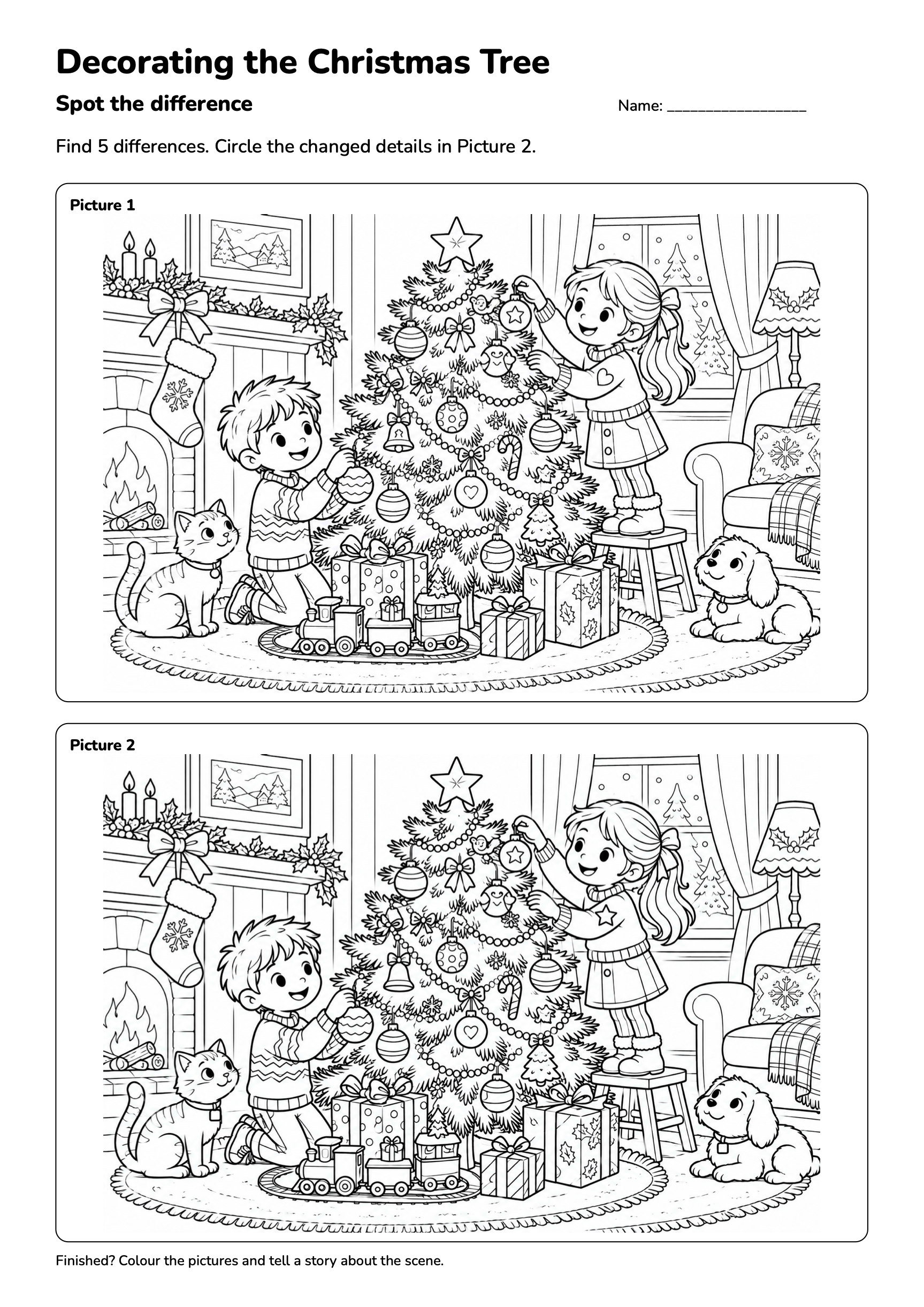 Decorating the Christmas Tree — Christmas Spot the Difference