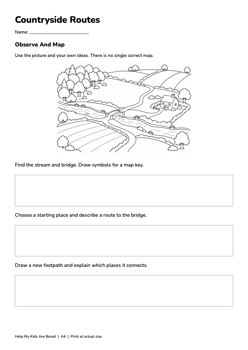 Countryside Routes — Geography Colouring and Map Activity Pack | Free ...