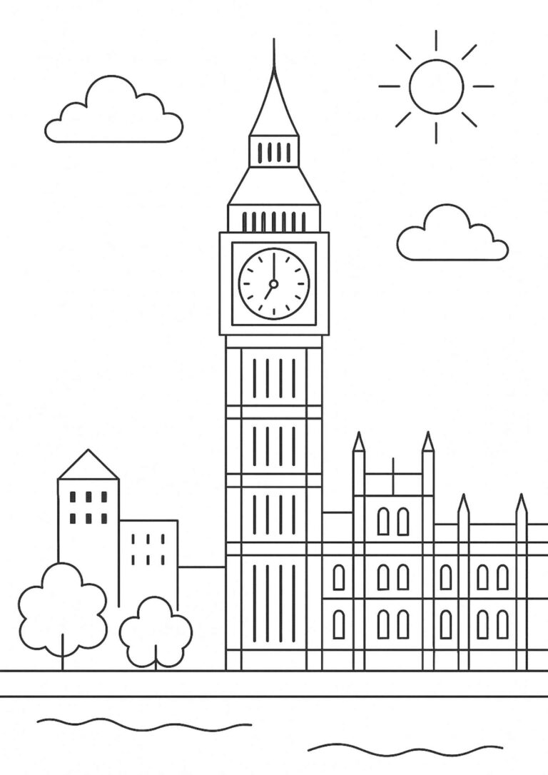 Free Big Ben Colouring Page – London Skyline Printable for Kids