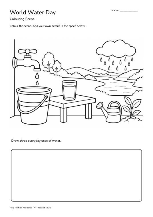 World Water Day Colouring Scene | Free Printable
