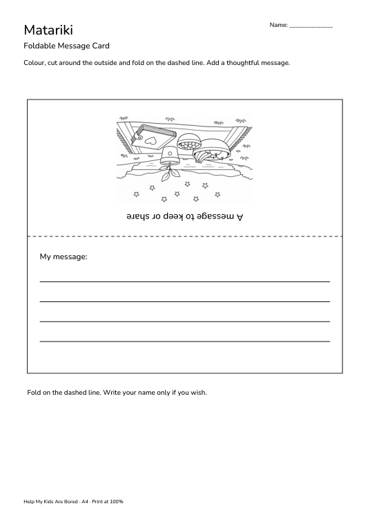 Matariki Foldable Message Card