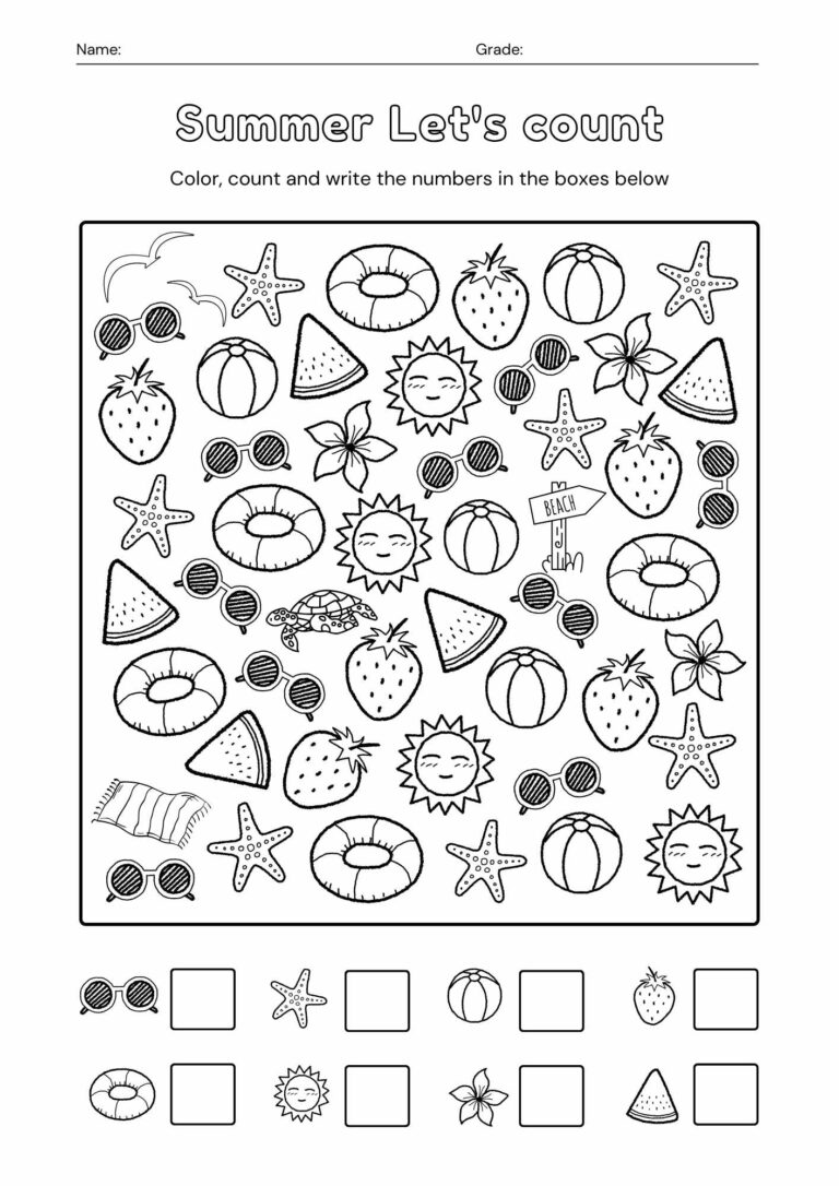 Summer Counting Printable – Fun Math Activity for Kids!