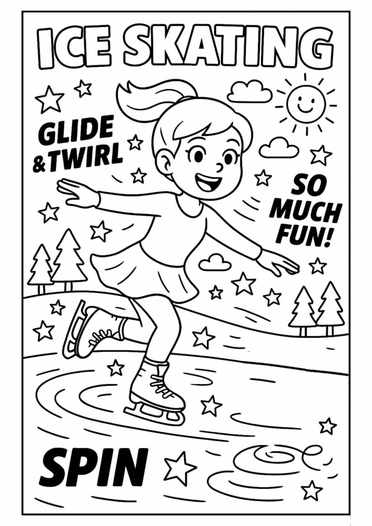 Ice Skating Coloring Page – Free Printable for Kids Who Love to Glide!