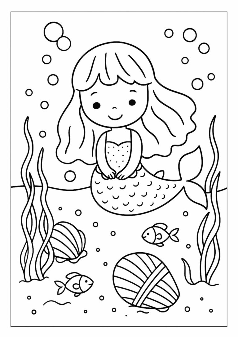 Free Cute Mermaid Coloring Page – Under the Sea Printable Fun for Kids