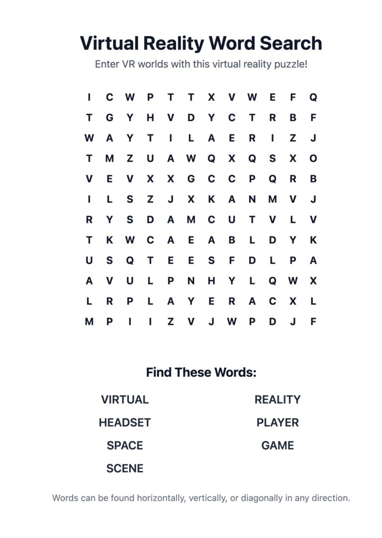 Virtual Reality Word Search