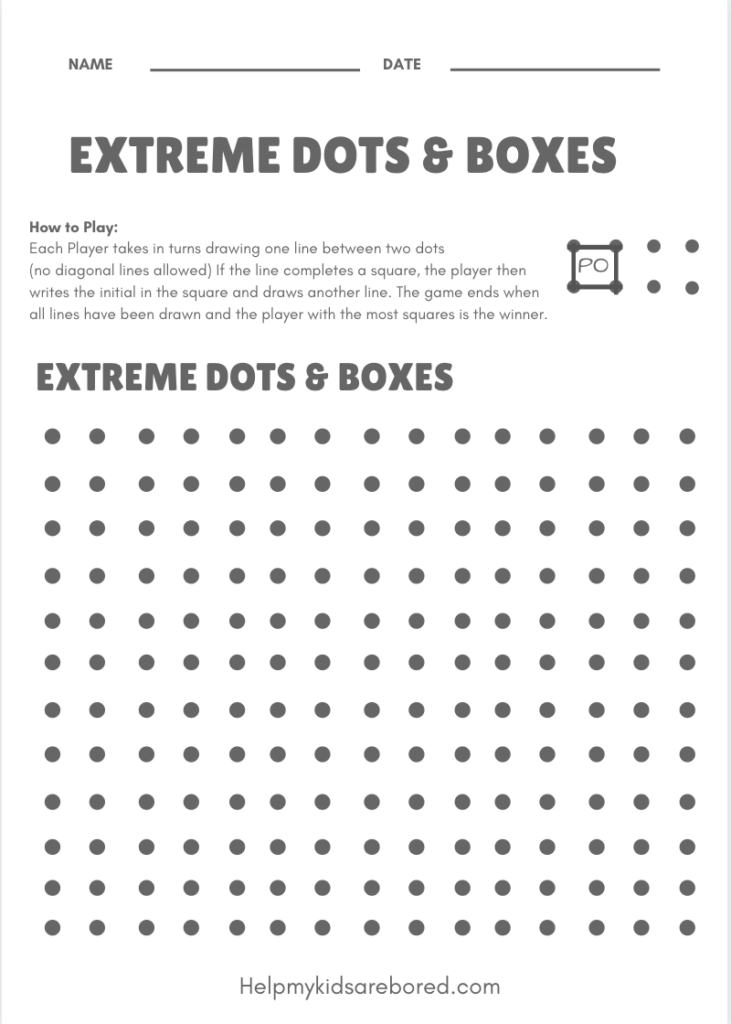 The Line Game with Dots Free Printable Activity Sheet Help My Kids