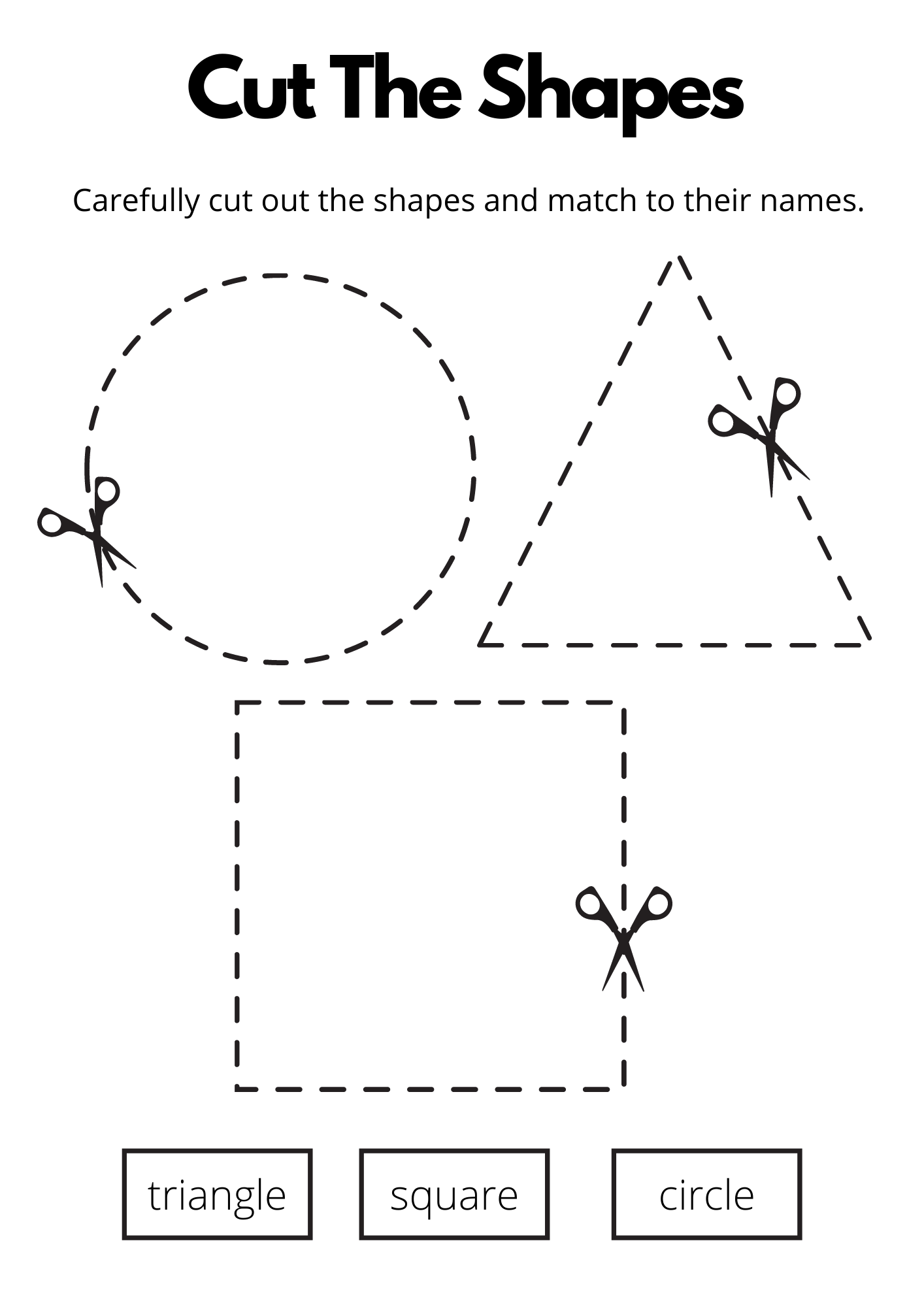 cutting shapes worksheets free printable build a dog