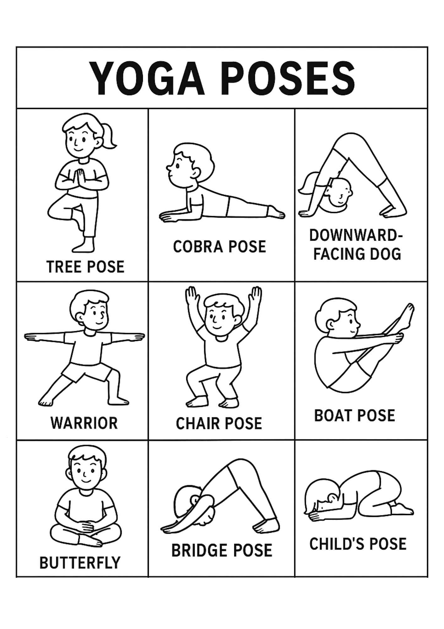 Free Printable Yoga Poses for Kids – Stretch, Move, and Colour! - Help